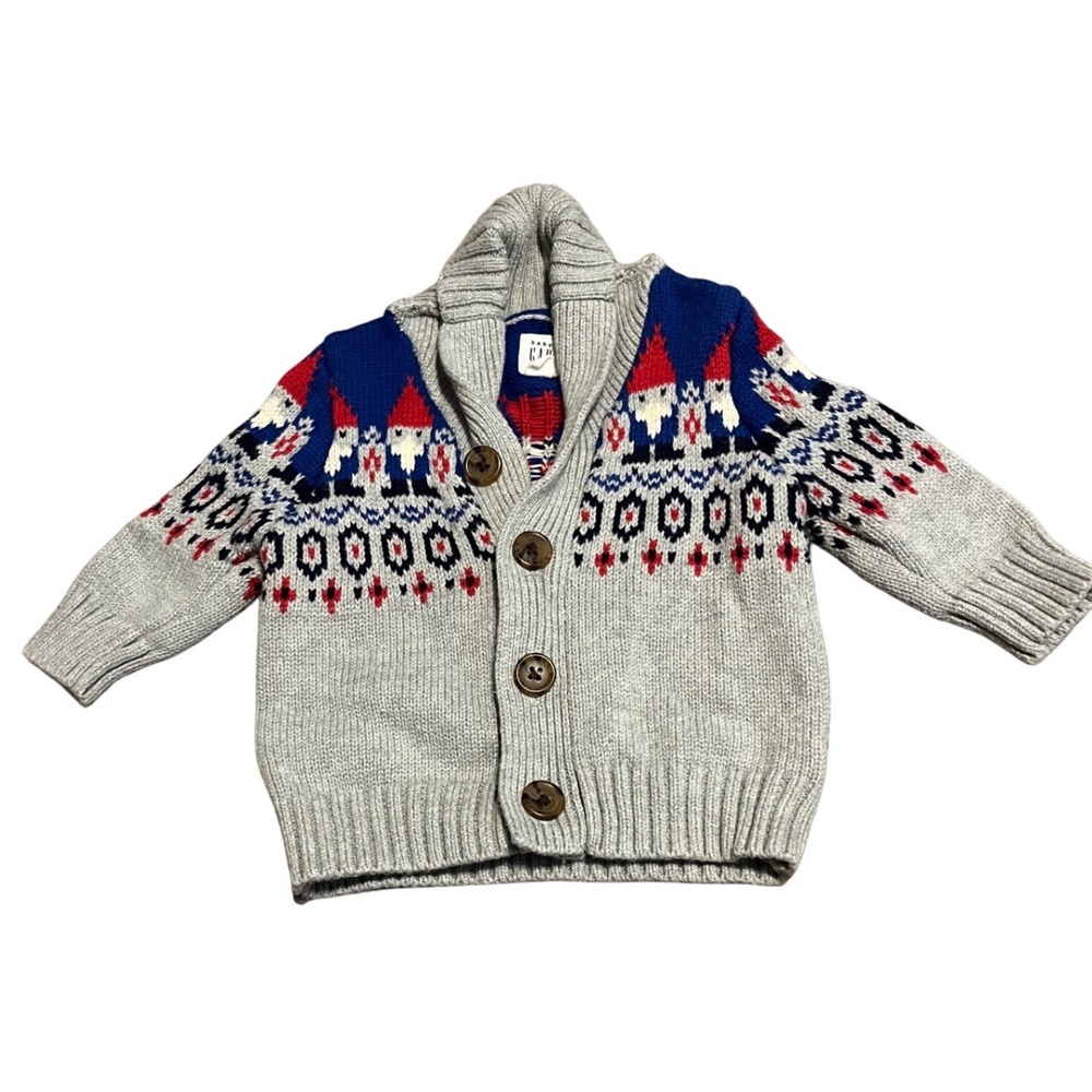 Baby Gap Infant Christmas Gnome Button Up Sweater 3-6M‎